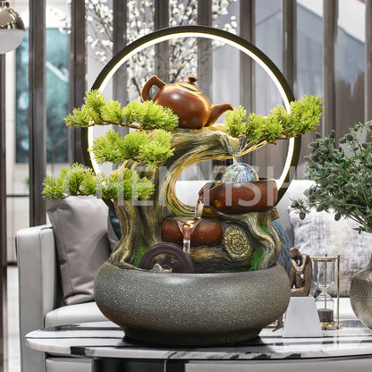 CHENYISHI Rockery Flowing Water To Make Money Alpine Waterwheel Circulating Water Office Living Room Decoration Fengshui Ornaments