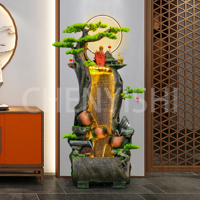 Large floor-to-ceiling rockery fountain
