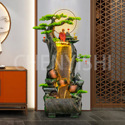 Large floor-to-ceiling rockery fountain