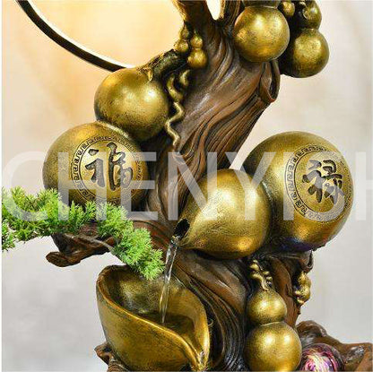 CHENYISHIChinese-style Gourd Rockery Flowing Water Fountain Ornaments Living Room Entrance Hall Store Opening New Home Gift Lucky Deco