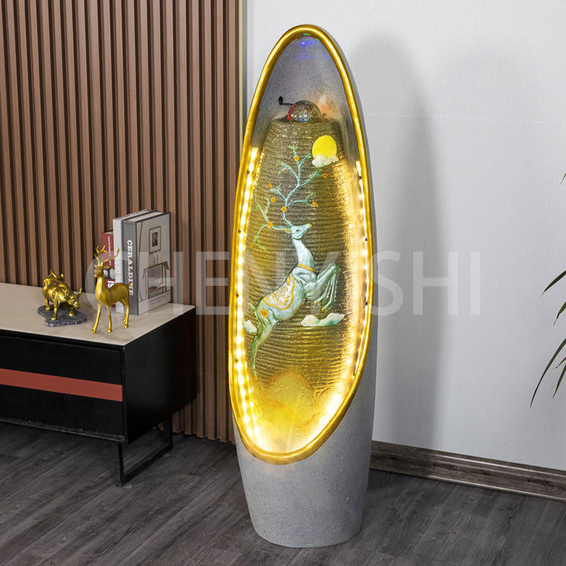 CHENYISHI LED Flowing Water Fountain Living Room Office Fortune-enhancing Ornaments Feng Shui Home Decoration Crystal Ball Floor Decor