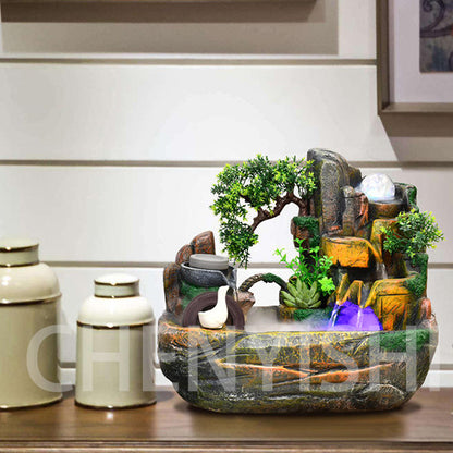 CHENYISHI Rockery Bonsai Living Room Indoor Landscape Fountain Flowing Water Wealth Ornaments Pastoral Fish Pond Gifts
