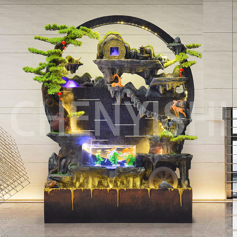 Water curtain wall flowing water wall screen fish tank fountain ornaments