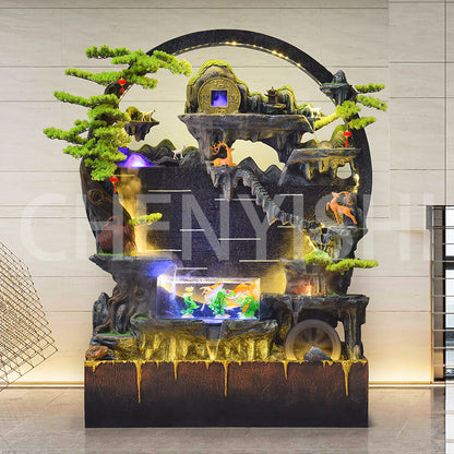 Water curtain wall flowing water wall screen fish tank fountain ornaments