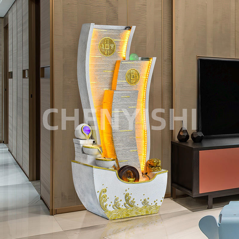 CHENYISHI Flowing Water Fortune Ornaments Circulating Fountain Feng Shui Wheel Living Room Furnishings Balcony Indoor Fountain