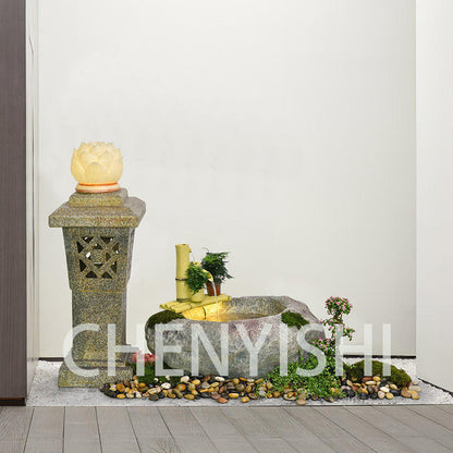 CHENYISHI Japanese Zen Garden Pastoral Courtyard Landscaping Layout Home Garden Balcony Terrace Water Fountain