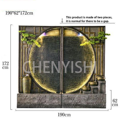 CHENYISHI Large Water Zen Fountain Pool Garden Waterscape B&B Landscaping Balcony Fish Pond Rockery Double-sided Flowing Water Ornaments