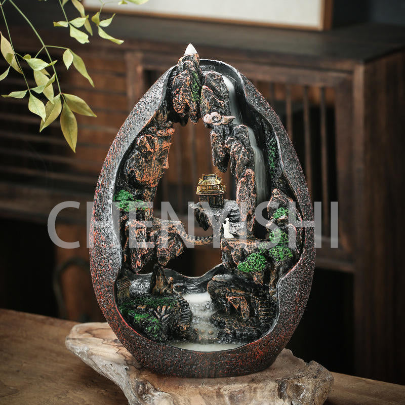 CHENYISHI Rockery Water Backflow Incense Burner Ceramic Incense Burner Smoke Viewing Home Accessories Creative Incense Ornaments