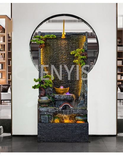 CHENYISHI Water Curtain Wall Rockery Flowing Water Fountain Landscape Water Feature Wall Wealth-promoting Ornaments Home Decor