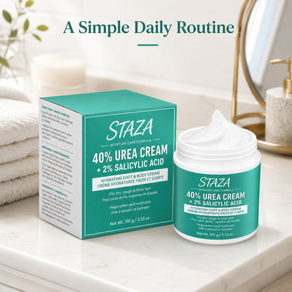 40% Urea Cream with 2% Salicylic Acid, Foot and Body Moisturizer for Dry Rough Thick Skin, Heels Elbows Knees, Fast Absorbing