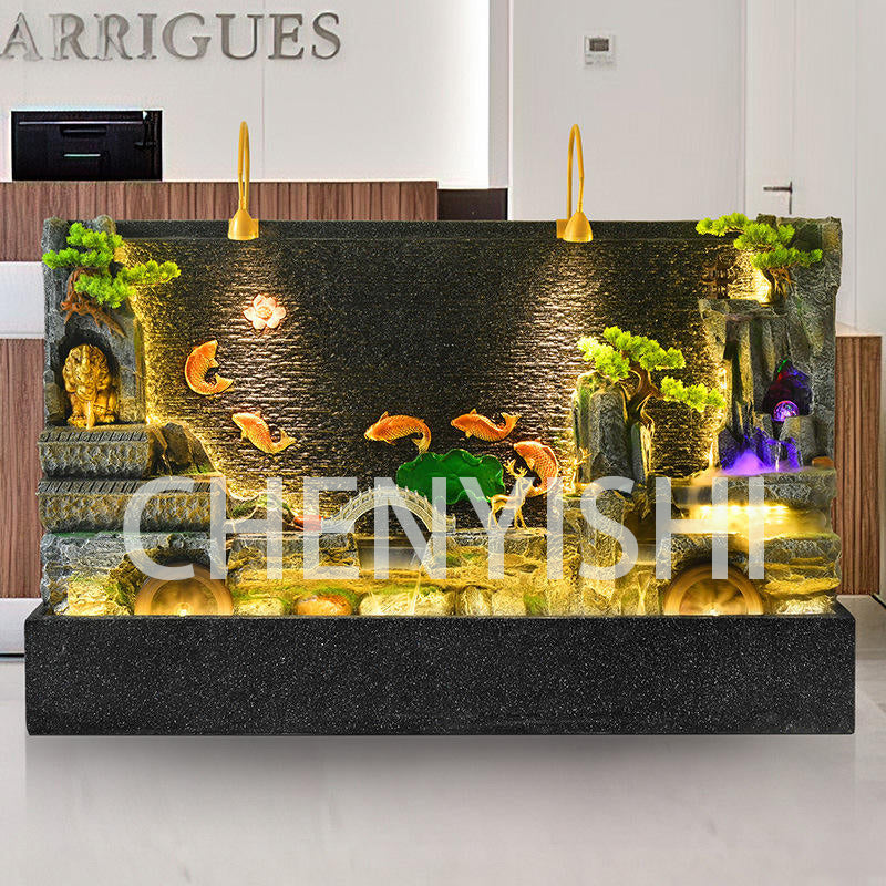 CHENYISHI Large New Chinese Flowing Water Screen Floor-to-ceiling Water Curtain Wall Gift Courtyard Club Decoration Garden Fountain