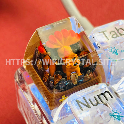 Pokémon Vulpix custom 1U keycap Pokemon keycap liquefied keycap artisan keycap anime cherry MX keycap yellow keycap