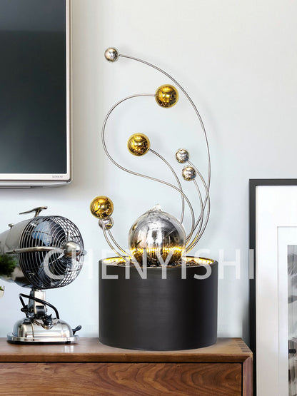 CHENYISHI Indoor Stainless Stele Water Fountain Lucky Light Luxury Flowing Water Ornaments Modern Wrought Iron Desktop Crafts