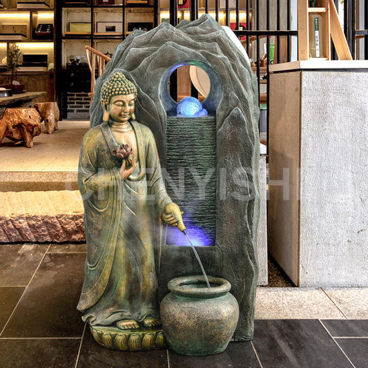 CHENYISHI Southeast Asian Buddha Statue Flowing Water Ornaments Living Room Tea Room Fountain Humidifier Club Office Zen Money-making
