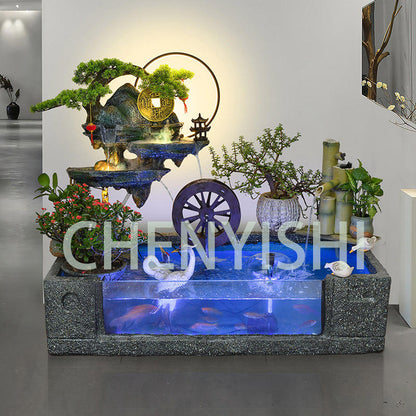 CHENYISHI Rockery Flowing Water Fountain Fish Pond Circulating Water Living Room Balcony Fish Tank Courtyard Fish Pond Company Hotel Decor