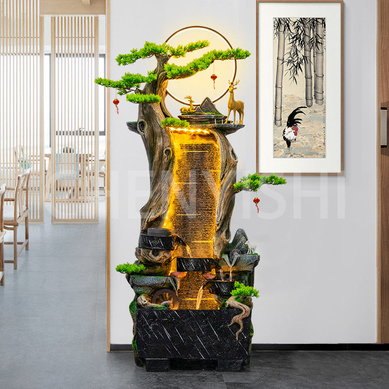 Large floor-to-ceiling rockery fountain