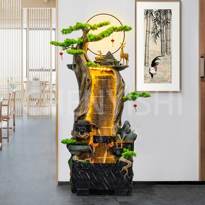 Large floor-to-ceiling rockery fountain