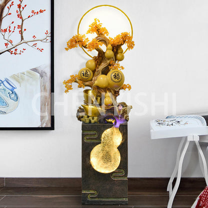 CHENYISHIChinese-style Gourd Rockery Flowing Water Fountain Ornaments Living Room Entrance Hall Store Opening New Home Gift Lucky Deco