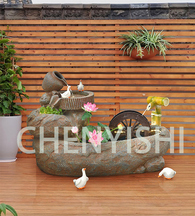 CHENYISHI Pastoral Flowing Water Ornaments Circulating Water Courtyard Balcony Clubhouse Decorations Rockery Water Fountain Landscape