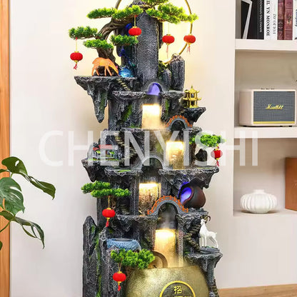 CHENYISHI Resin Fountain Style Rockery Flowing Water Fountain Living Room Ornaments For Wealth Decoration Traditional Waterfalls