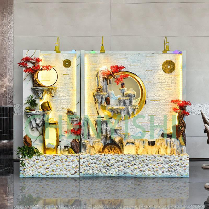 CHENYISHI White Rockery Flowing Water Fountain Living Room Entrance Screen Partition Water Curtain Wall Entry Garden Courtyard Fountain