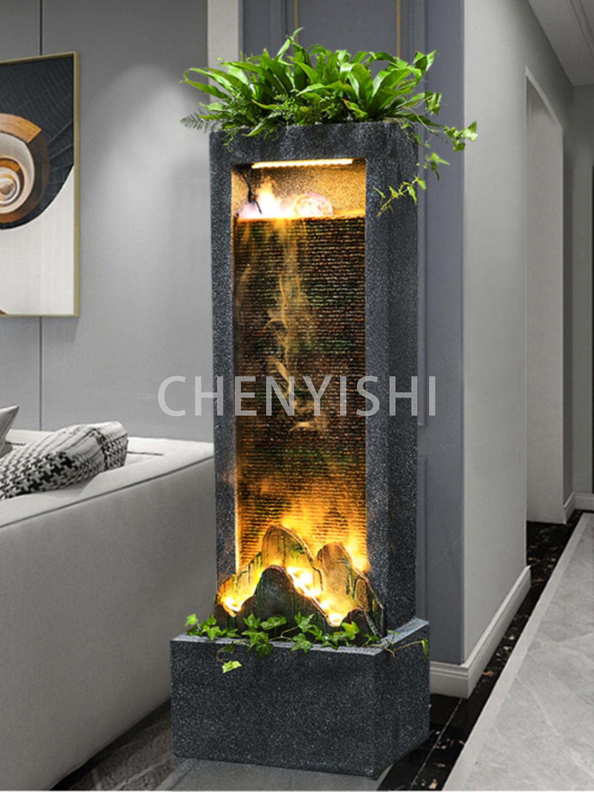 CHENYISHI Water Curtain Wall Floor-standing TV Cabinet Circulation Waterfalls Ornaments Outdoor Statue For Garden Water Feature