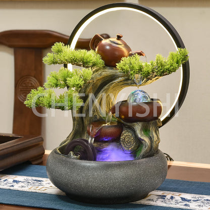 CHENYISHI Rockery Flowing Water To Make Money Alpine Waterwheel Circulating Water Office Living Room Decoration Fengshui Ornaments