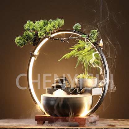 CHENYISHI Lucky Feng Shui Fountain Flowing Water Ornaments Indoor Waterfall Office Tabletop Fish Tank Housewarming Opening Gifts Crafts