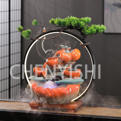 CHENYISHI Lucky Waterfall Table Top Fountain Creative Fortune Flowing Water Ornaments Living Room Office Decorations Desktop Chinese Gift
