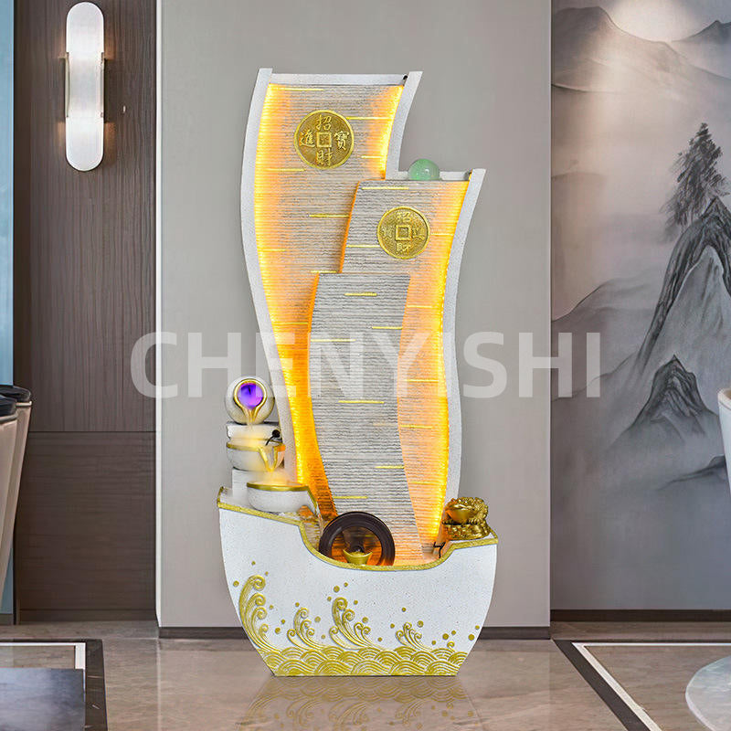 CHENYISHI Flowing Water Fortune Ornaments Circulating Fountain Feng Shui Wheel Living Room Furnishings Balcony Indoor Fountain