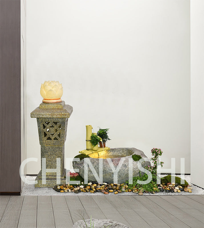CHENYISHI Japanese Zen Garden Pastoral Courtyard Landscaping Layout Home Garden Balcony Terrace Water Fountain