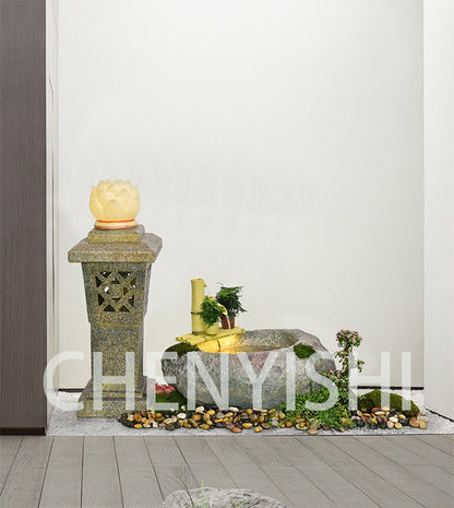 CHENYISHI Japanese Zen Garden Pastoral Courtyard Landscaping Layout Home Garden Balcony Terrace Water Fountain