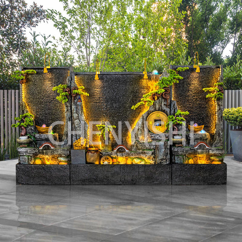 CHENYISHI Water Curtain Wall Rockery Flowing Water Fountain Landscape Water Feature Wall Wealth-promoting Ornaments Home Decor