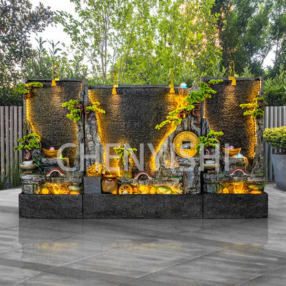 CHENYISHI Water Curtain Wall Rockery Flowing Water Fountain Landscape Water Feature Wall Wealth-promoting Ornaments Home Decor