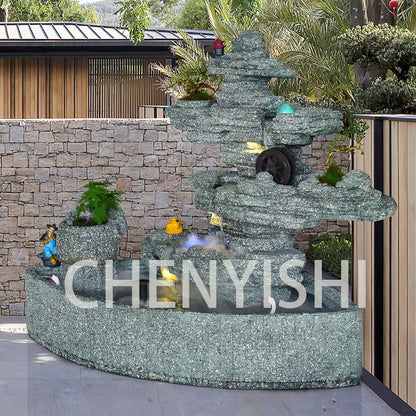 CHENYISHI Large Rockery Flowing Water Fountain Ornaments Villa Courtyard Fish Pond Outdoor Garden Balcony Corner Fish Tank Decoration