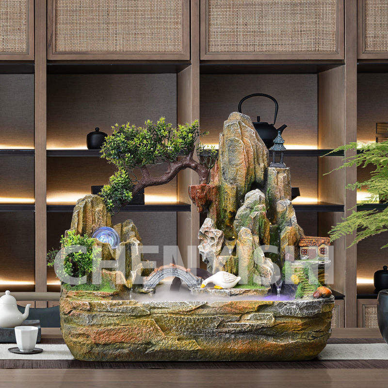 CHENYISHI Rockery Flowing Water Wealth-generating Ornaments Fengshui Wheel Fountain Living Room Entrance Office Decorative Furnished