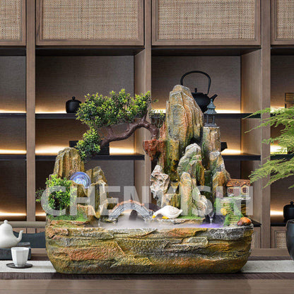 CHENYISHI Rockery Flowing Water Wealth-generating Ornaments Fengshui Wheel Fountain Living Room Entrance Office Decorative Furnished