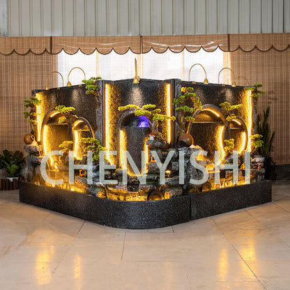 CHENYISHI Water Curtain Wall Flowing Water Entrance Screen Rockery Fountain Outdoor Garden Courtyard Landscaping Fish Pond