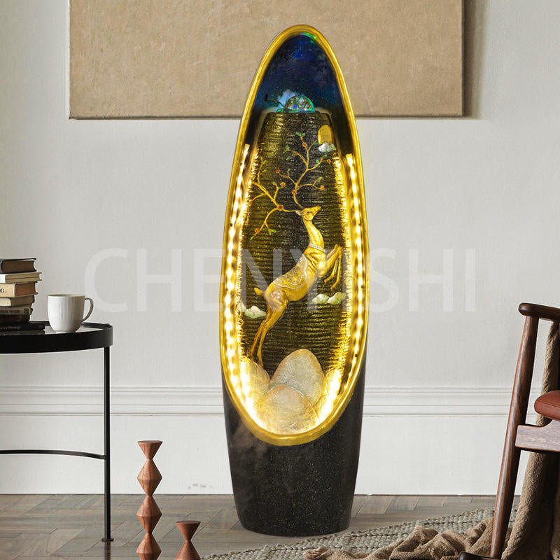 CHENYISHI LED Flowing Water Fountain Living Room Office Fortune-enhancing Ornaments Feng Shui Home Decoration Crystal Ball Floor Decor