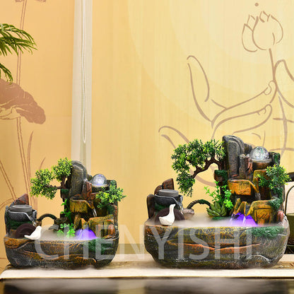 CHENYISHI Rockery Bonsai Living Room Indoor Landscape Fountain Flowing Water Wealth Ornaments Pastoral Fish Pond Gifts