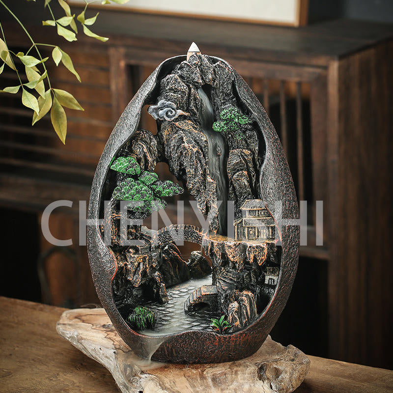 CHENYISHI Rockery Water Backflow Incense Burner Ceramic Incense Burner Smoke Viewing Home Accessories Creative Incense Ornaments