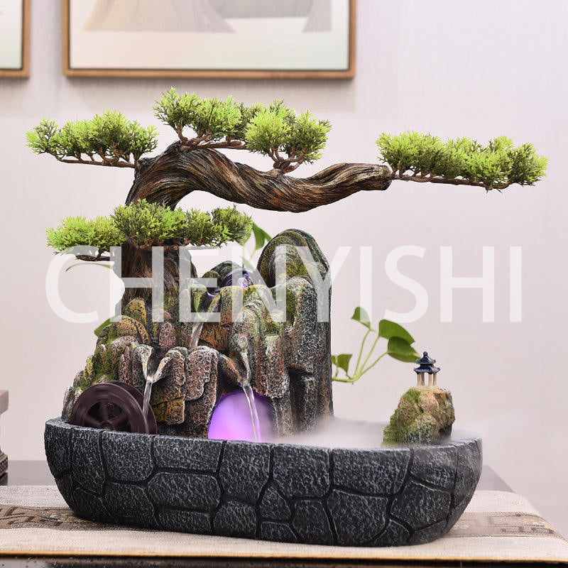 CHENYISHI Wholesale Chinese Style Rockery Flowing Water Fountain Bonsai Indoor Living Room Welcoming Pine Feng Shui Desktop Ornaments