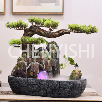CHENYISHI Wholesale Chinese Style Rockery Flowing Water Fountain Bonsai Indoor Living Room Welcoming Pine Feng Shui Desktop Ornaments