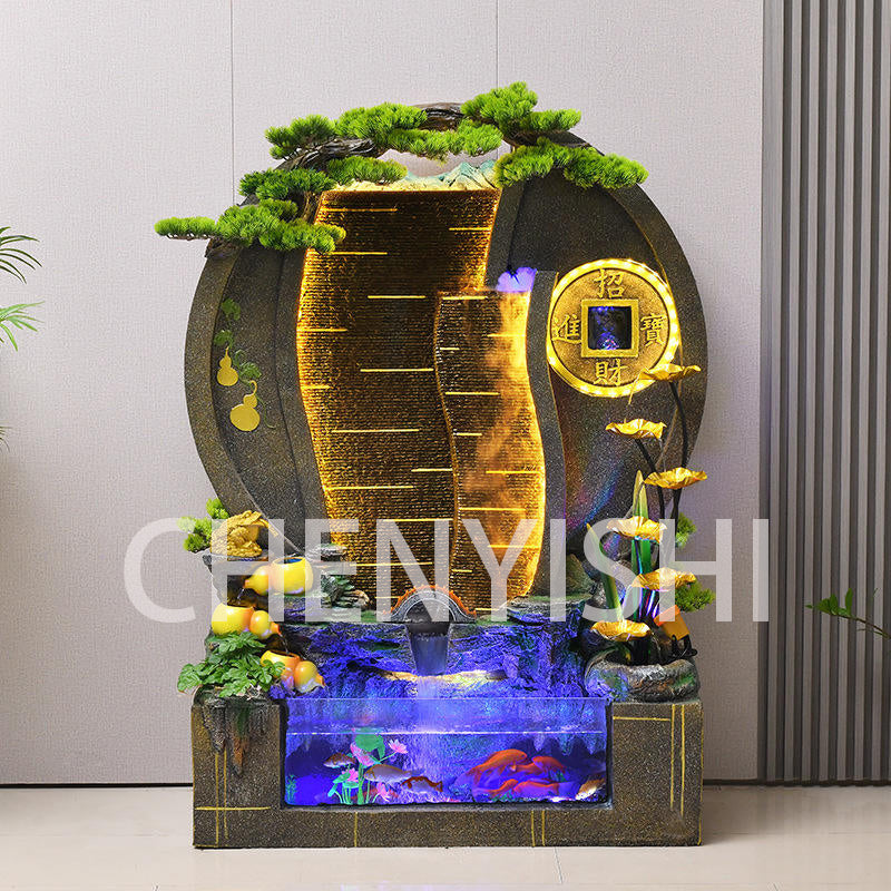 CHENYISHI Large Water Curtain Wall Rockery Flowing Water Fountain Decoration Living Room Office Courtyard Villa Fortune Feng Shui Wheel