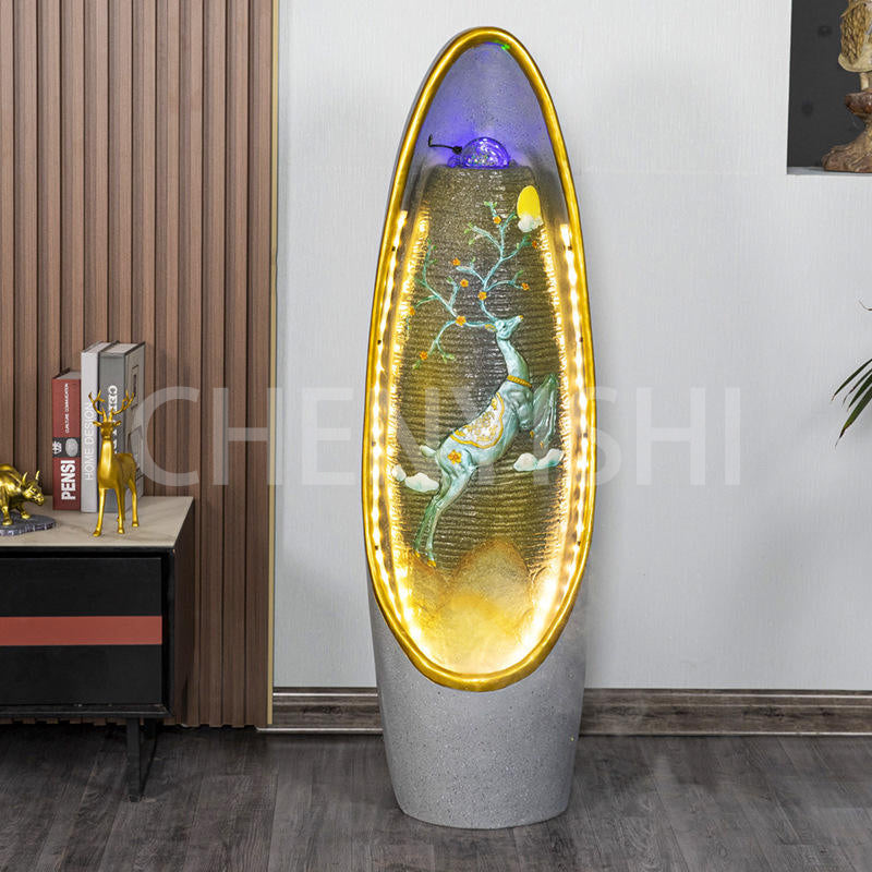 CHENYISHI LED Flowing Water Fountain Living Room Office Fortune-enhancing Ornaments Feng Shui Home Decoration Crystal Ball Floor Decor