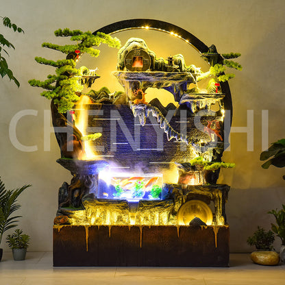 Water curtain wall flowing water wall screen fish tank fountain ornaments