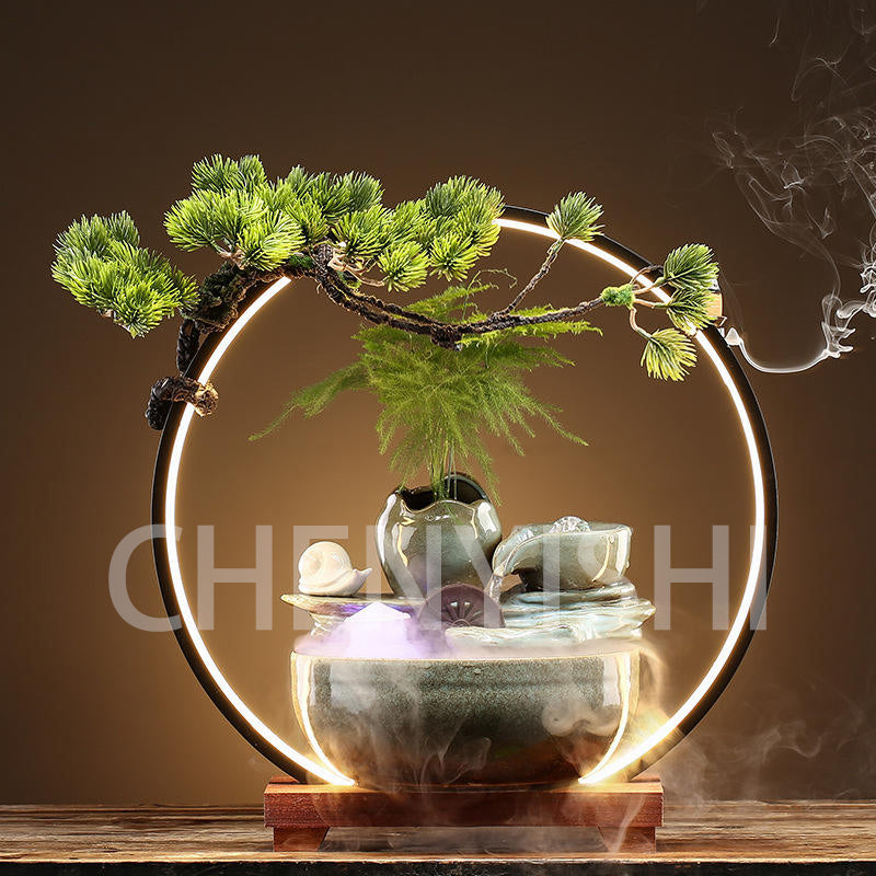 CHENYISHI Lucky Feng Shui Fountain Flowing Water Ornaments Indoor Waterfall Office Tabletop Fish Tank Housewarming Opening Gifts Crafts