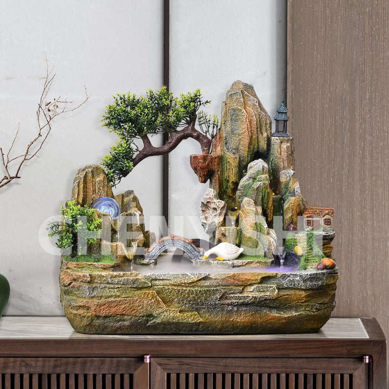 CHENYISHI Rockery Flowing Water Wealth-generating Ornaments Fengshui Wheel Fountain Living Room Entrance Office Decorative Furnished