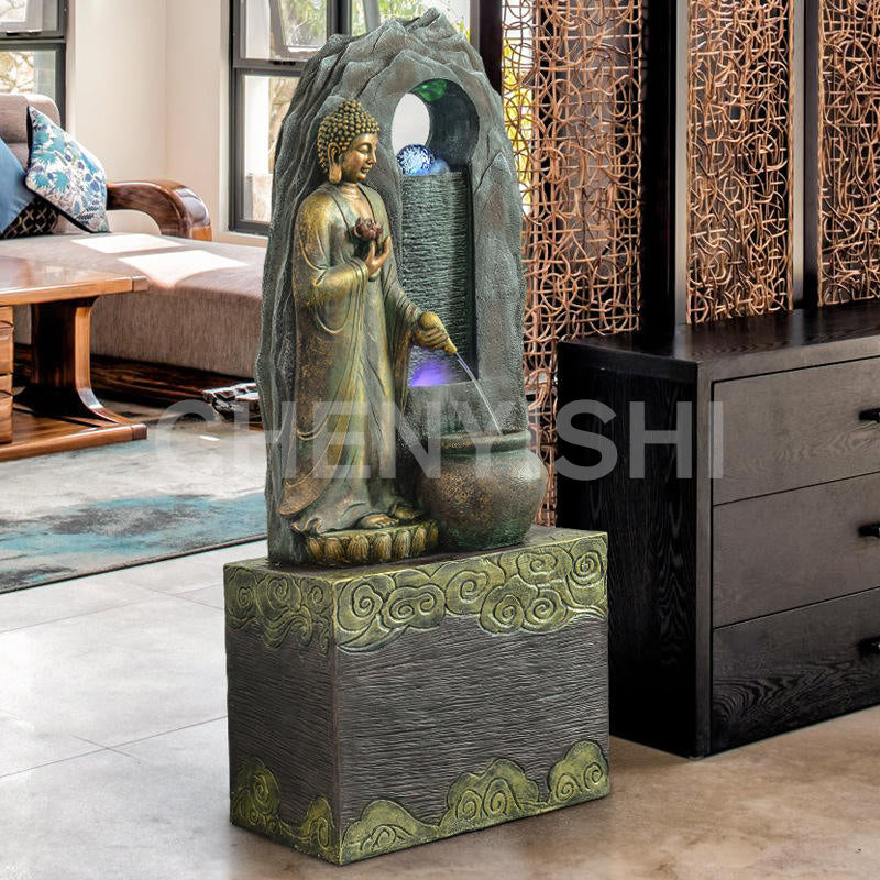 CHENYISHI Southeast Asian Buddha Statue Flowing Water Ornaments Living Room Tea Room Fountain Humidifier Club Office Zen Money-making