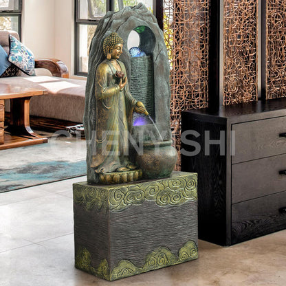 CHENYISHI Southeast Asian Buddha Statue Flowing Water Ornaments Living Room Tea Room Fountain Humidifier Club Office Zen Money-making